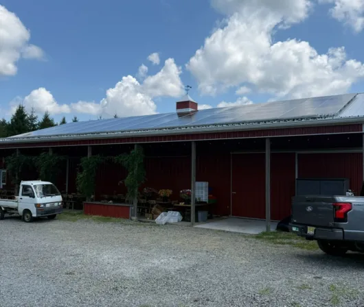 Exterior of Two River Gourmet Mushrooms farm in Millstone Township, New Jersey