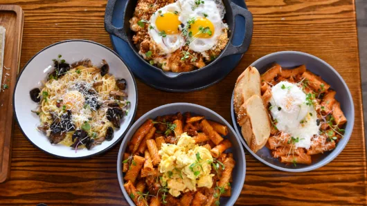 Four brunch pasta dishes from Chef Eric LeVine’s new brunch menu at Paragon American + Italian Gastropub in Clark, New Jersey.