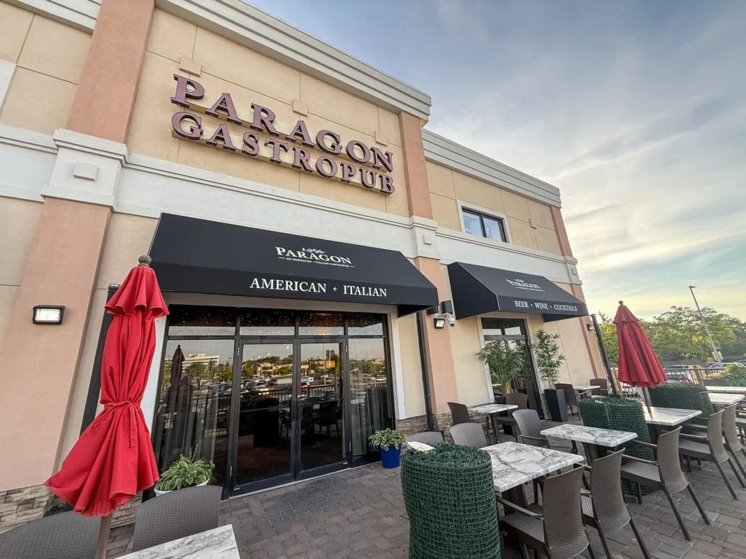 Newly renovated exterior of Paragon American + Italian Gastropub in Clark, NJ.
