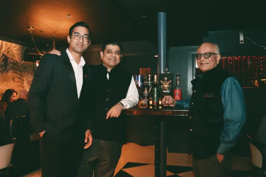the speakers at the whisky tasting Neelesh Saran - Brand Ambassador and Assistant Business Development Manager for Amrut Distilleries, Americas and UK- Satinder (Sati) Sharma - Owner of the House of Amrut - Raj Sabharwal - Vice President of Operations, Amrut 